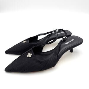 Larroude Maxime Slingback Pointed Toe Heel Pump Women's Black Size US7.5 EU38